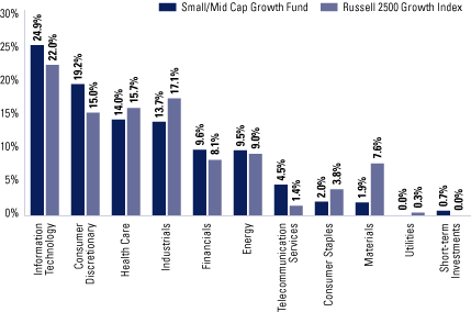 (FUND VS. BENCHMARK SECTOR ALLOCATIONS BAR CHART)