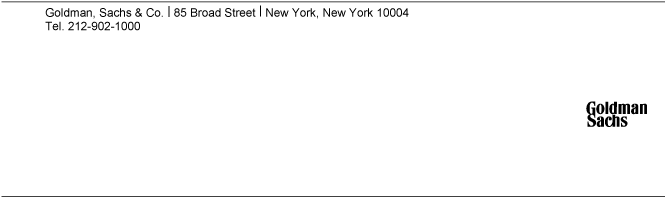 GOLSMAN SACHS & CO LETTERHEAD