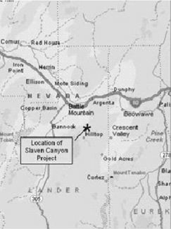 (LOCATION MAP OF SLAVEN CANYON PROPERTY)