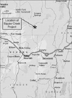 (LOCATION MAP OF SQUAW CREEK PROPERTY)