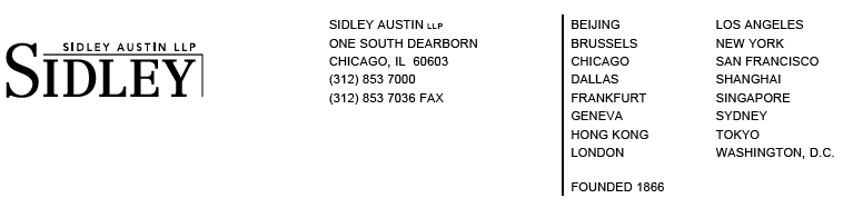 (SIDLEY LETTERHEAD)