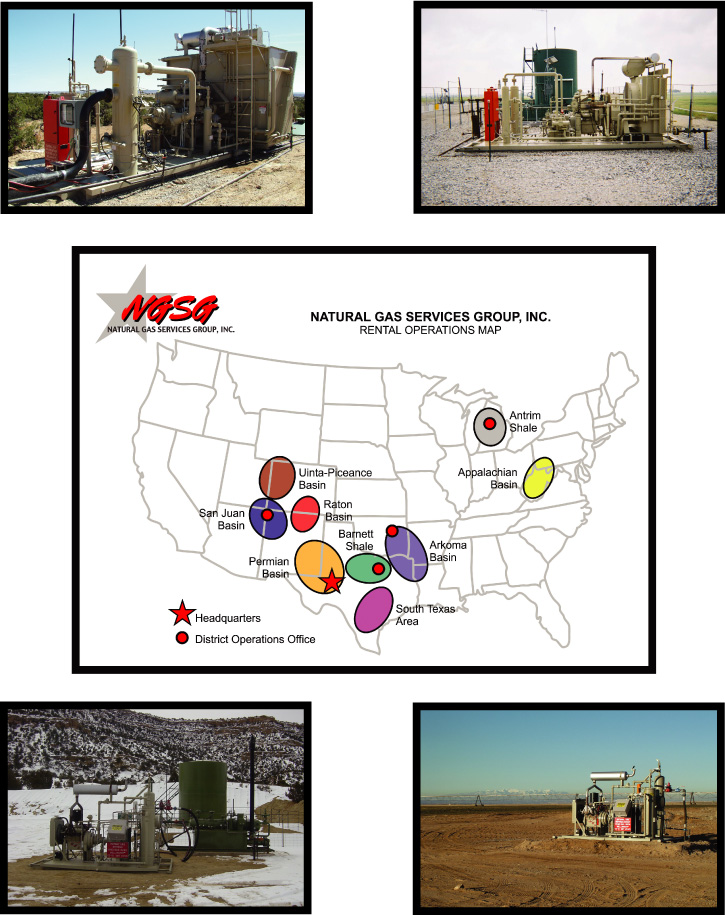 (NATURAL GAS SERVICES GROUP, INC. RENTAL OPERATIONS MAP)