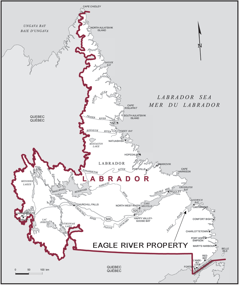 Map Showing Eagle River Property Location