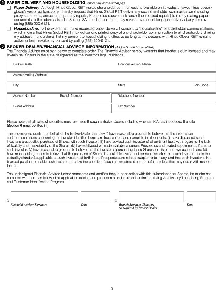 Subscription Agreement Page 3