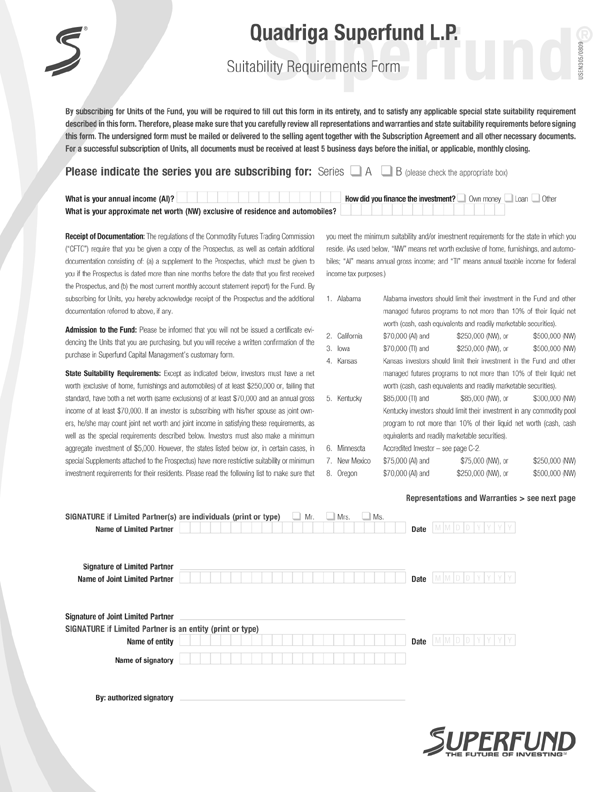 (SUITABILITY REQUIREMENTS FORM)