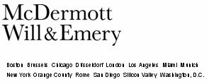 (MCDERMOTT WILL & EMERY LOGO)