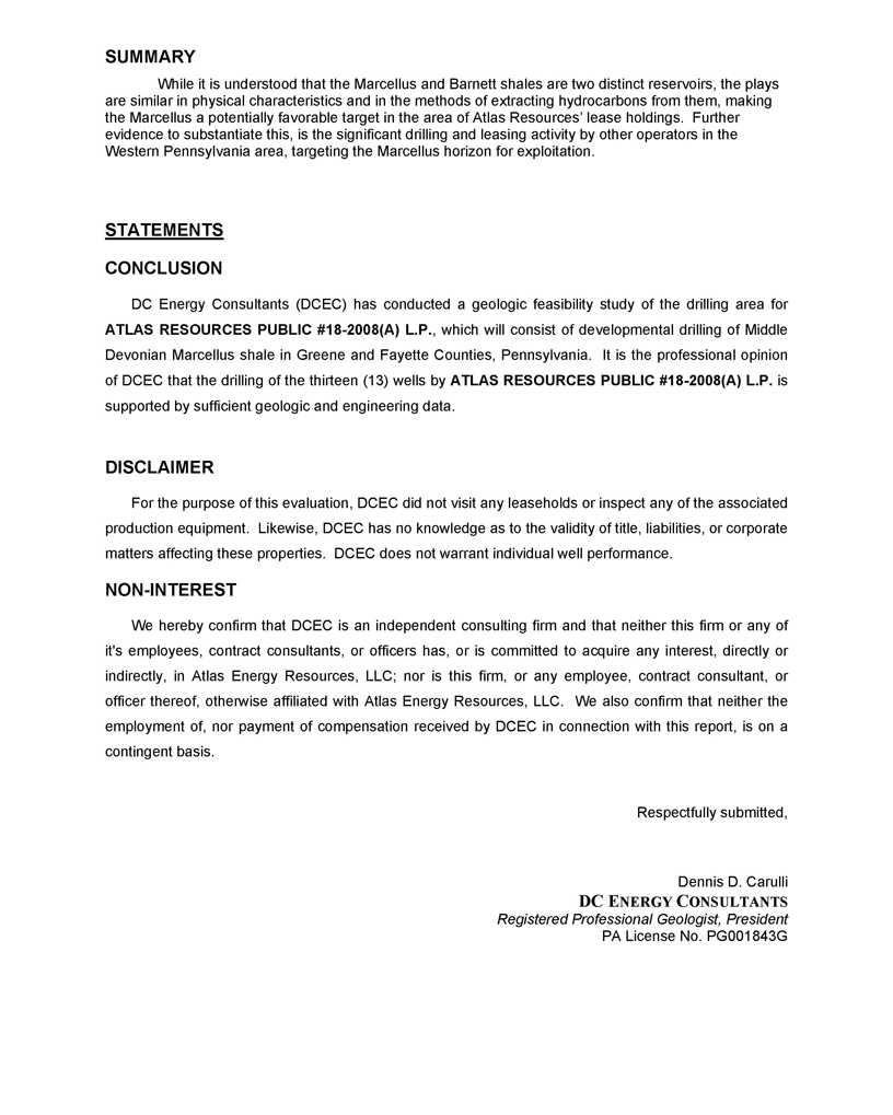 Atlas Resources Public #18-2008(A) L.P.