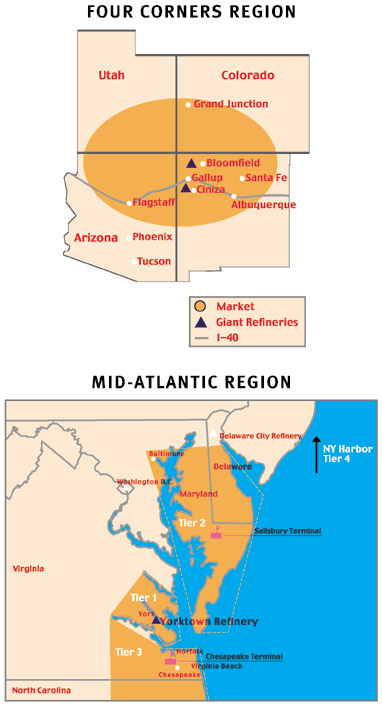 (MAPS OF FOUR CORNERS REGION, MID-ATLANTIC REGION)