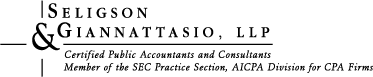 (SELIGSON & GIANNATTASIO, LLP LETTERHEAD)