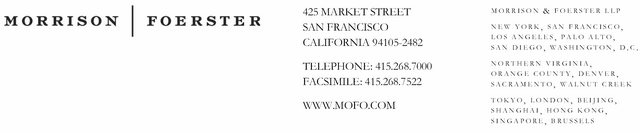 (MORRISON FOERSTER LETTERHEAD)