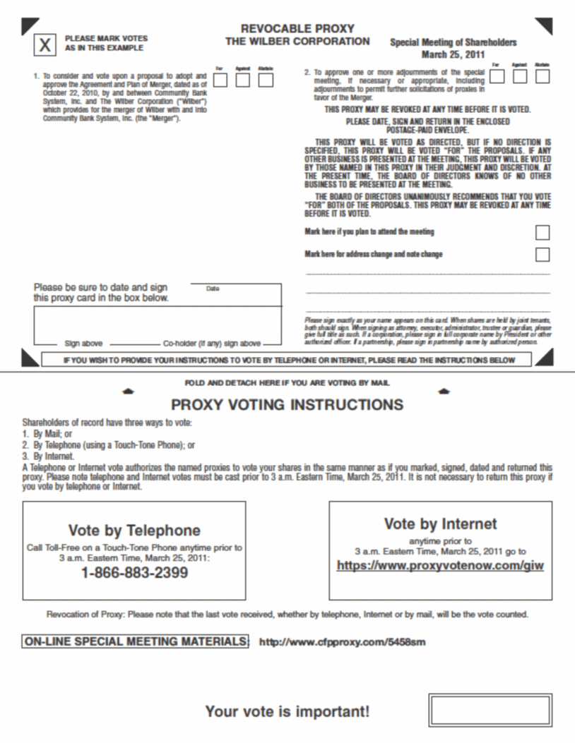 Form S-4 CBNA 02 2011 Exhibit 99.1 Proxy Card