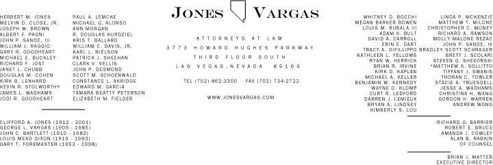 (Jones Vargas Letterhead)