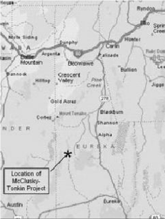 (LOCATION MAP OF MCCLUSKY PASS PROPERTY)