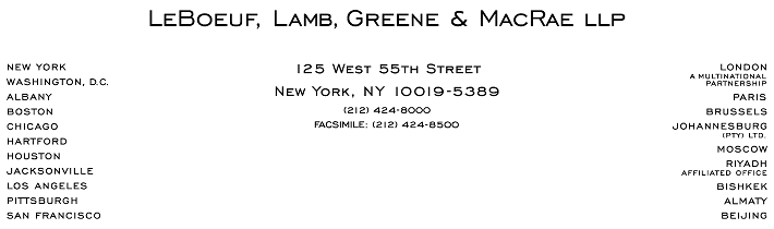 (LeBoeuf, Lamb, Greene and MacRae LLP logo)