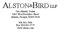 (ALSTON & BIRD LLP LETTERHEAD)