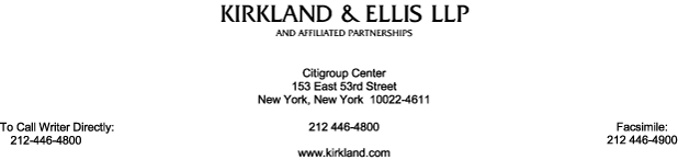 (KIRKLAND & ELLIS LLP LETTERHEAD)