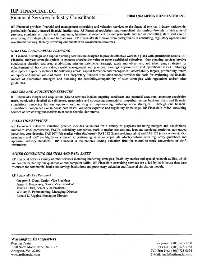 Exhibit 99.2-Firm Qualifications Statement Page 2