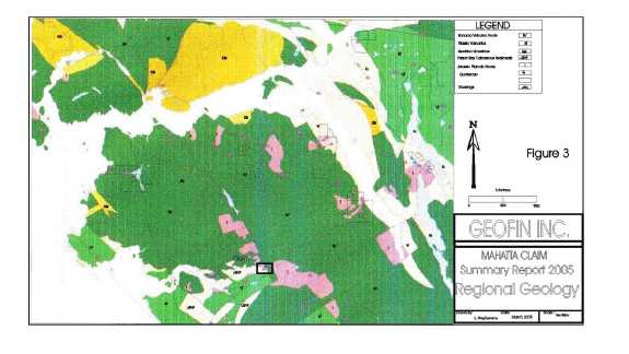 Figure 3 - Mahatta Claim, Summary Report 2005, Regional Geology