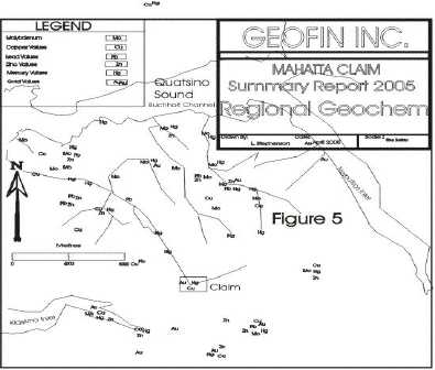 Figure 5 - Mahatta Claim, Summary Report 2005, Regional Geochem